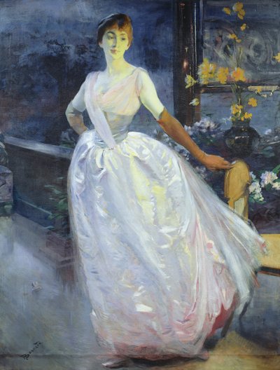 Portret van de vrouw van de kunstenaar, Madame Roger Jourdain door Paul Albert Besnard